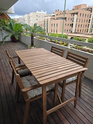Mesa y 4 Sillas de Exterior Madera