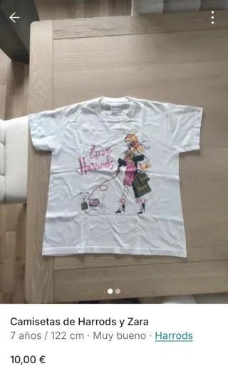 Camiseta Ariana Grande y Harrods Talla 8 años 
