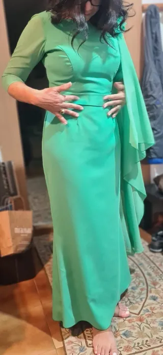 Vestido fiesta largo verde agua
