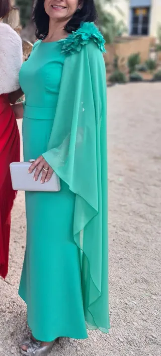 Vestido fiesta largo verde agua