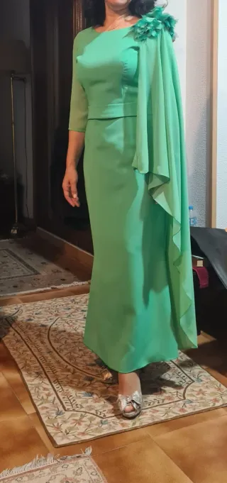 Vestido fiesta largo verde agua
