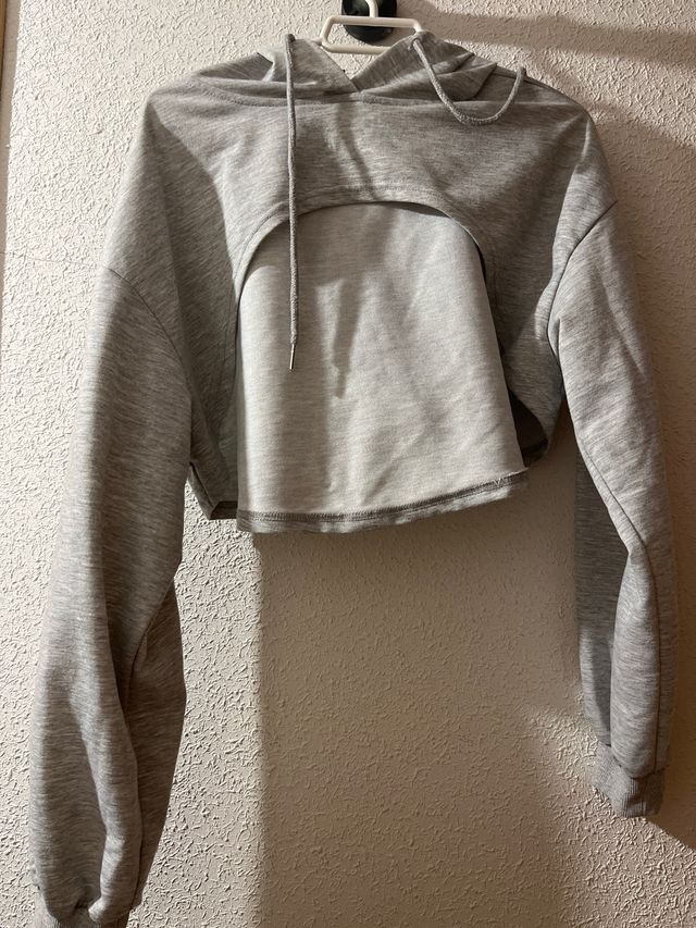 Sudadera corta gris