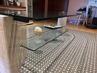 Mesa Centro Cristal y Piedra Beige