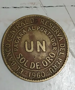 Moneda Peru 1960 UN Sol de Oro