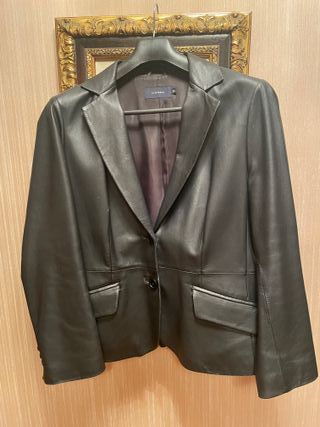 Chaqueta de piel negra tipo americana CORTEFIEL