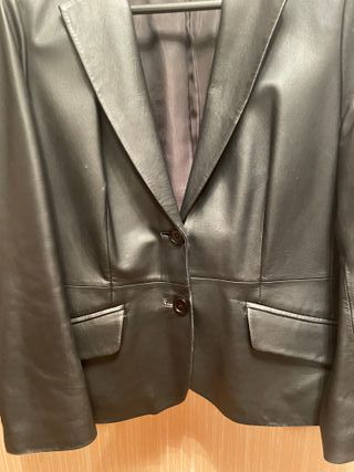 Chaqueta de piel negra tipo americana CORTEFIEL