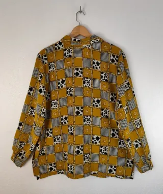 Camisa Vintage Patchwork Mostaza Talla Única