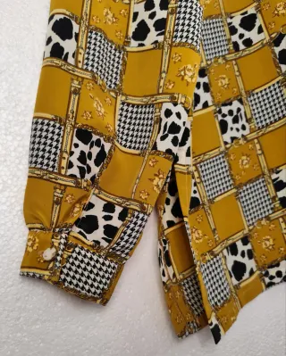 Camisa Vintage Patchwork Mostaza Talla Única
