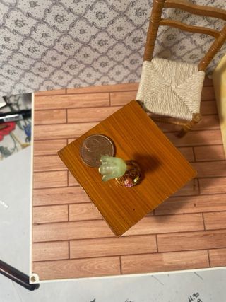 Lampada verde dollshouse in vetro e legno