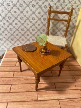 Lampada verde dollshouse in vetro e legno