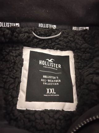 Abrigo Parka Chaqueta Hollister Negra y Verde