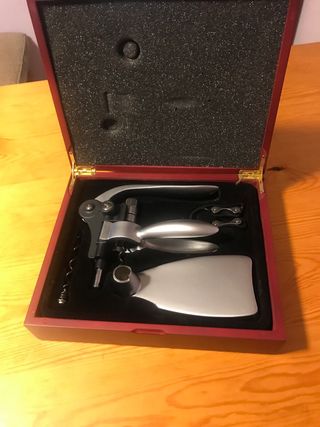 Set Abridor Botellas Vino Caja Madera