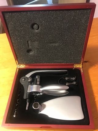 Set Abridor Botellas Vino Caja Madera