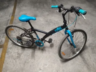 Bicicleta infantil negra y azul