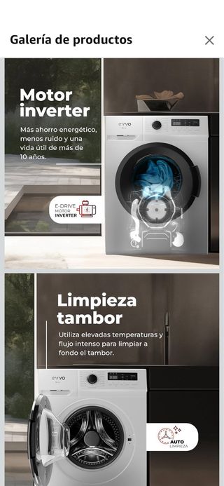Lavadora Evvo 7kg Inverter Clase A