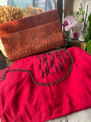 Bolso Carolina Herrera CH Suede Marrón