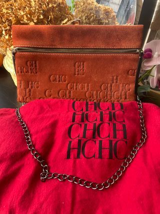 Bolso Carolina Herrera CH Suede Marrón