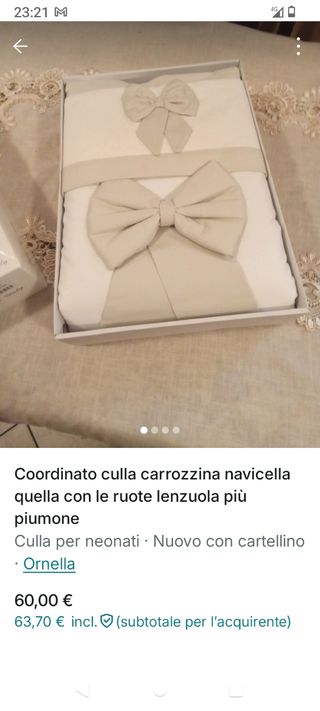 Coordinato culla/carrozzina lenzuola e piumone
