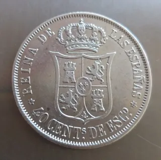 Moneda plata 40 céntimos Escudo 1868