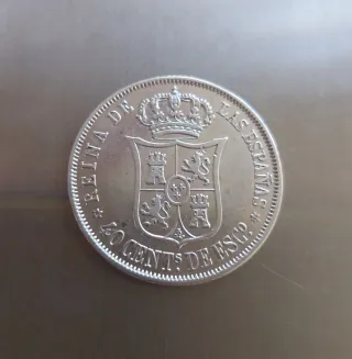 Moneda plata 40 céntimos Escudo 1868