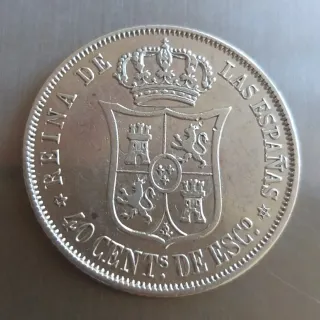 Moneda plata 40 céntimos Escudo 1868