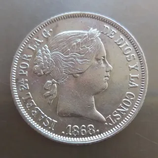 Moneda plata 40 céntimos Escudo 1868