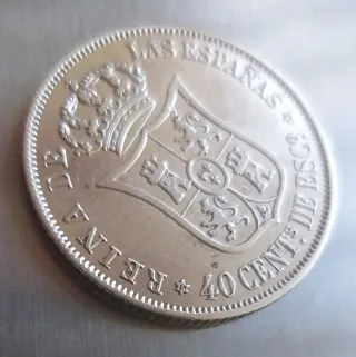 Moneda plata 40 céntimos Escudo 1868