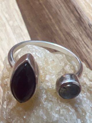Anillo Plata Amatista y Labradorita Ajustable