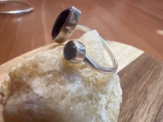 Anillo Plata Amatista y Labradorita Ajustable