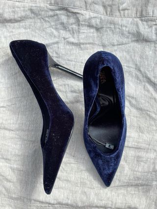 Tacones Zara Terciopelo Punta Talla 38