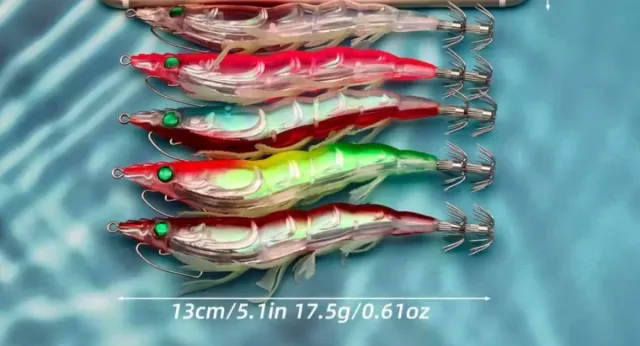 Pack 5 señuelos de pesca para calamar + Estuche
