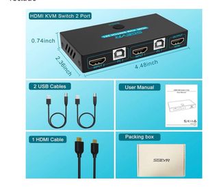 SGEYR HDMI KVM Switch 2x1 4K