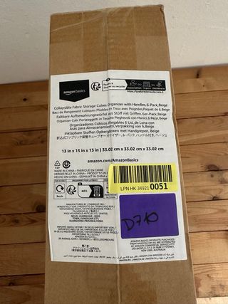 Amazon Basics 6 Cubos Almacenamiento Tela Beige