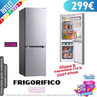 Frigorífico combi Logik gris 150*47cm LFC50S23 