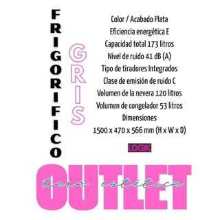 Frigorífico combi Logik gris 150*47cm LFC50S23 