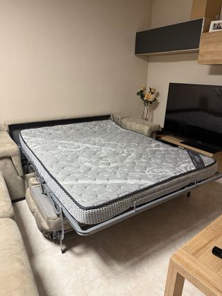 Sofá Cama Ante Gris Claro.