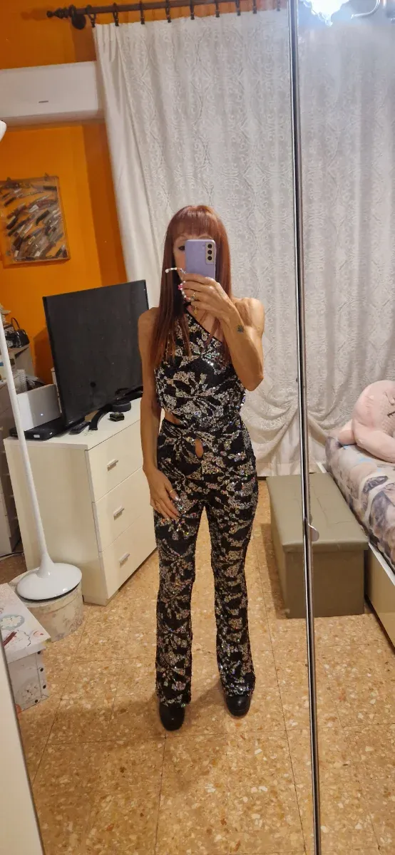 Completo Pantalone e Top con paillettes