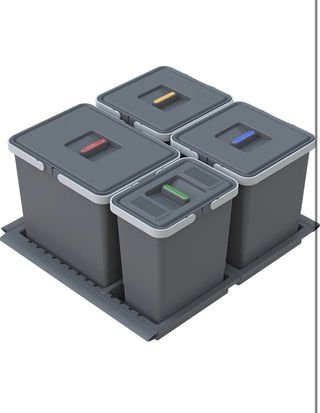 Set 4 Cubos Basura Gris con Tapa