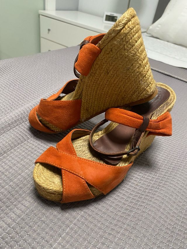 Cuñas ante naranja espadrilles