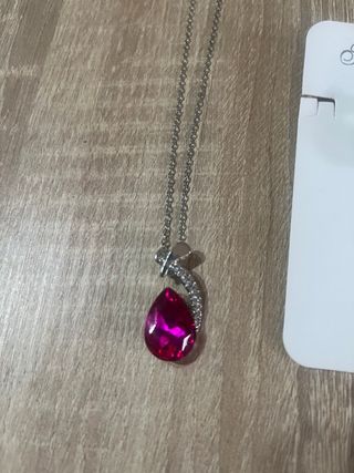 Conjunto Collar y Pendientes Rosa y Plata