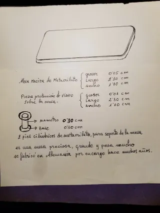 Mesa de comedor metacrilato+cristal, pies metacril