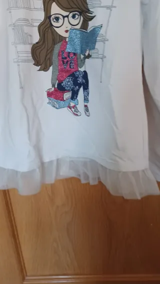 Camiseta niña blanca manga larga
