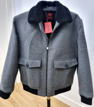 Chaqueta Hugo Bomber Gris Negra Talla M