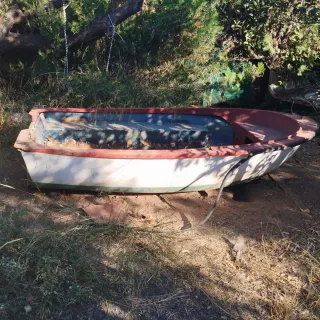 Bote de pesca blanco y rojo