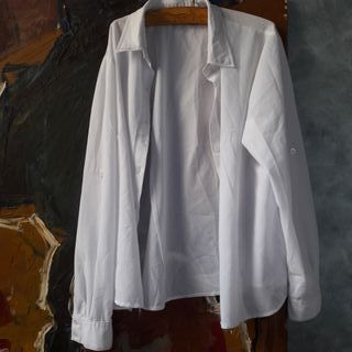 Blusa blanca mujer manga larga transparente