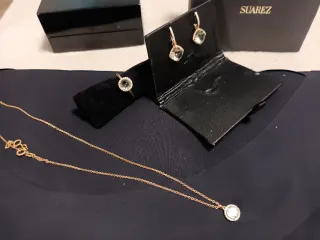 Conjunto Suarez Oro, Piedra Verde y diamantitos