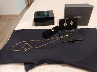 Conjunto Suarez Oro, Piedra Verde y diamantitos