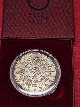 Moneda 50 Chelines Austria Estuche