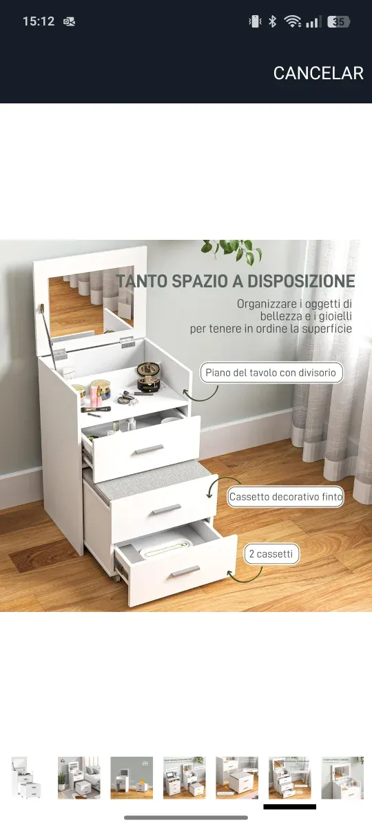 Tocador blanco con silla