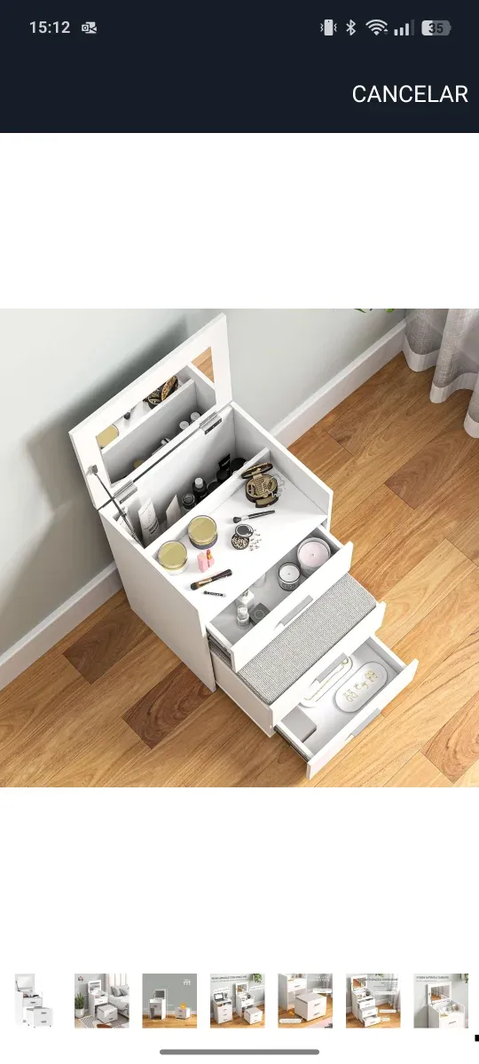 Tocador blanco con silla